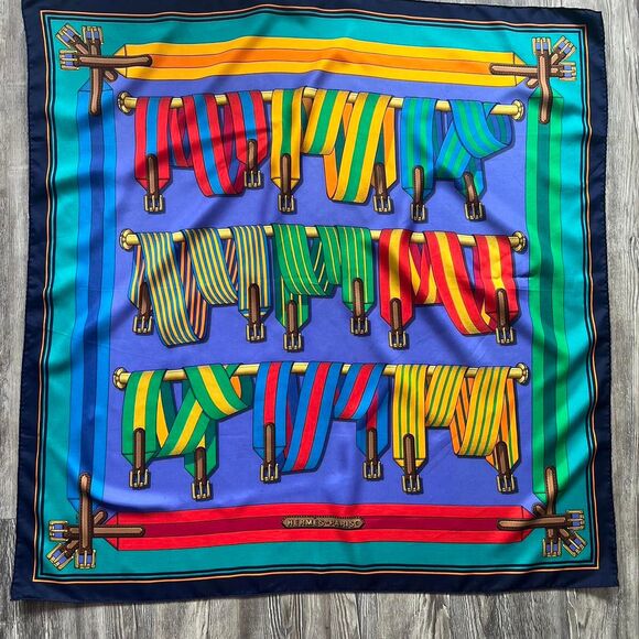 Hermes Les Sangles Motif Printed Silk Scarf - Picture 1 of 7